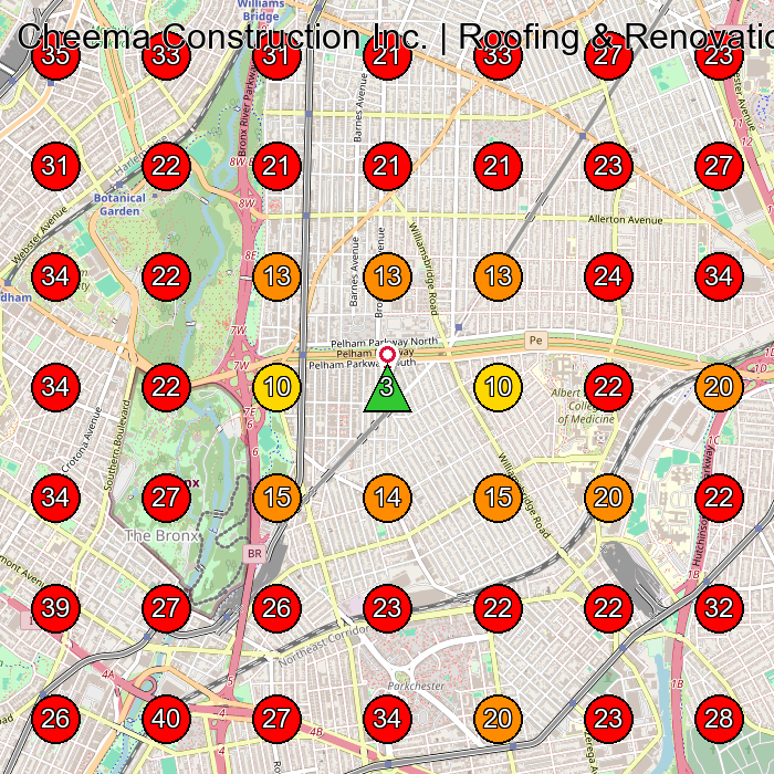 Cheema Construction Inc. | Roofing & Renovation Specialists GeoGrid visibility map for General Contractor in Bronx